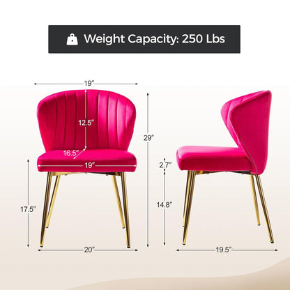 Hot ink Velvet Channel Tufted Dining Chair with Gold Metal Legs (Copy)