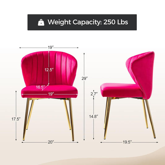 Hot ink Velvet Channel Tufted Dining Chair with Gold Metal Legs (Copy)