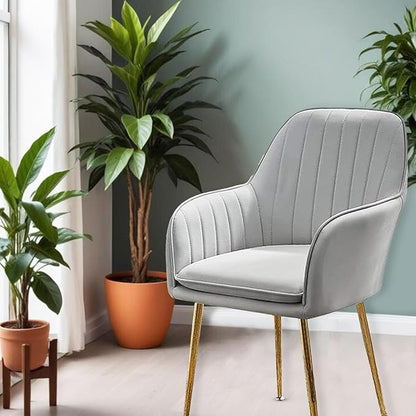 AFLECT Modern Grey Upholstered Chair with Gold Metal Legs