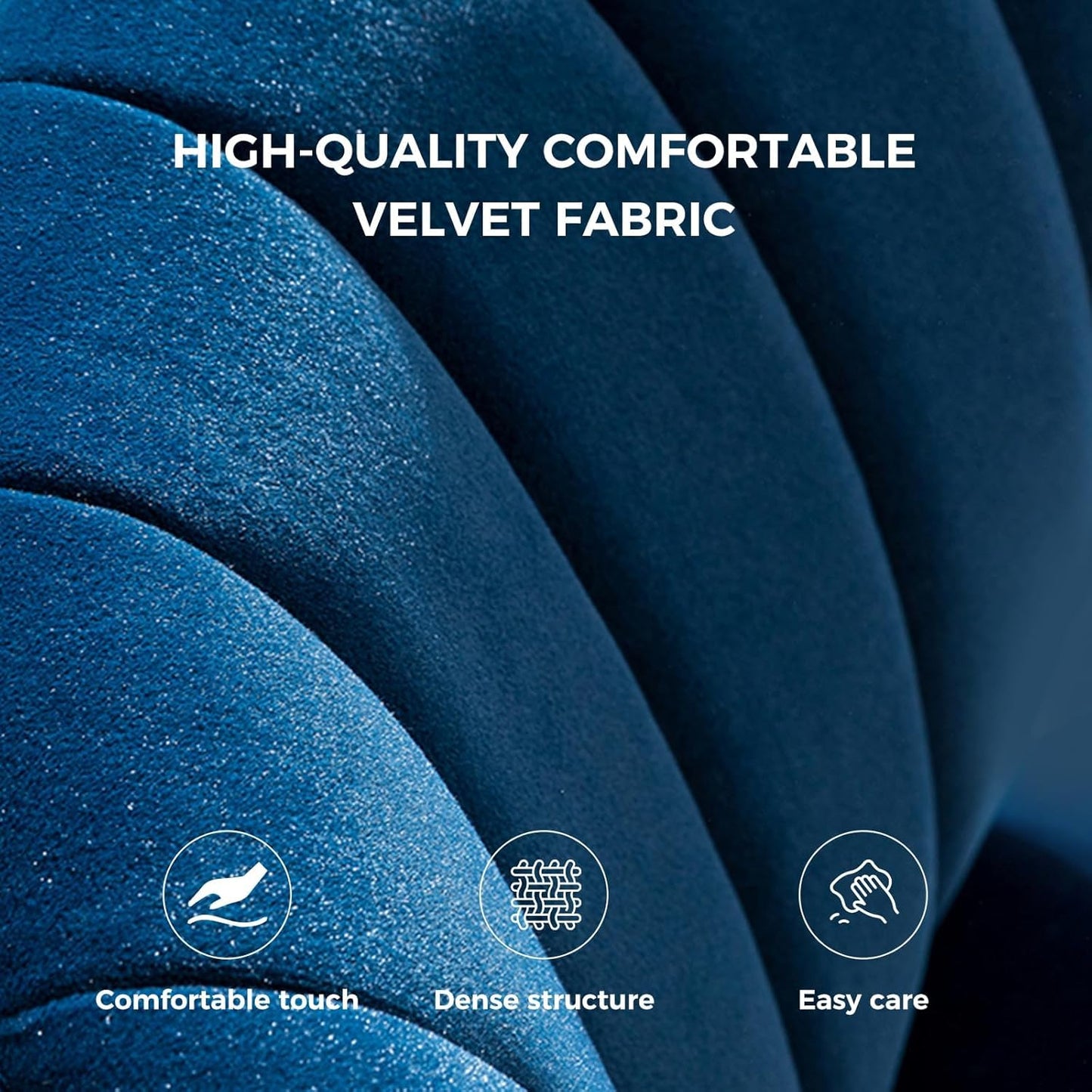 Modern Armless Dining Chair in Navy Blue Velvet and Gold Finish