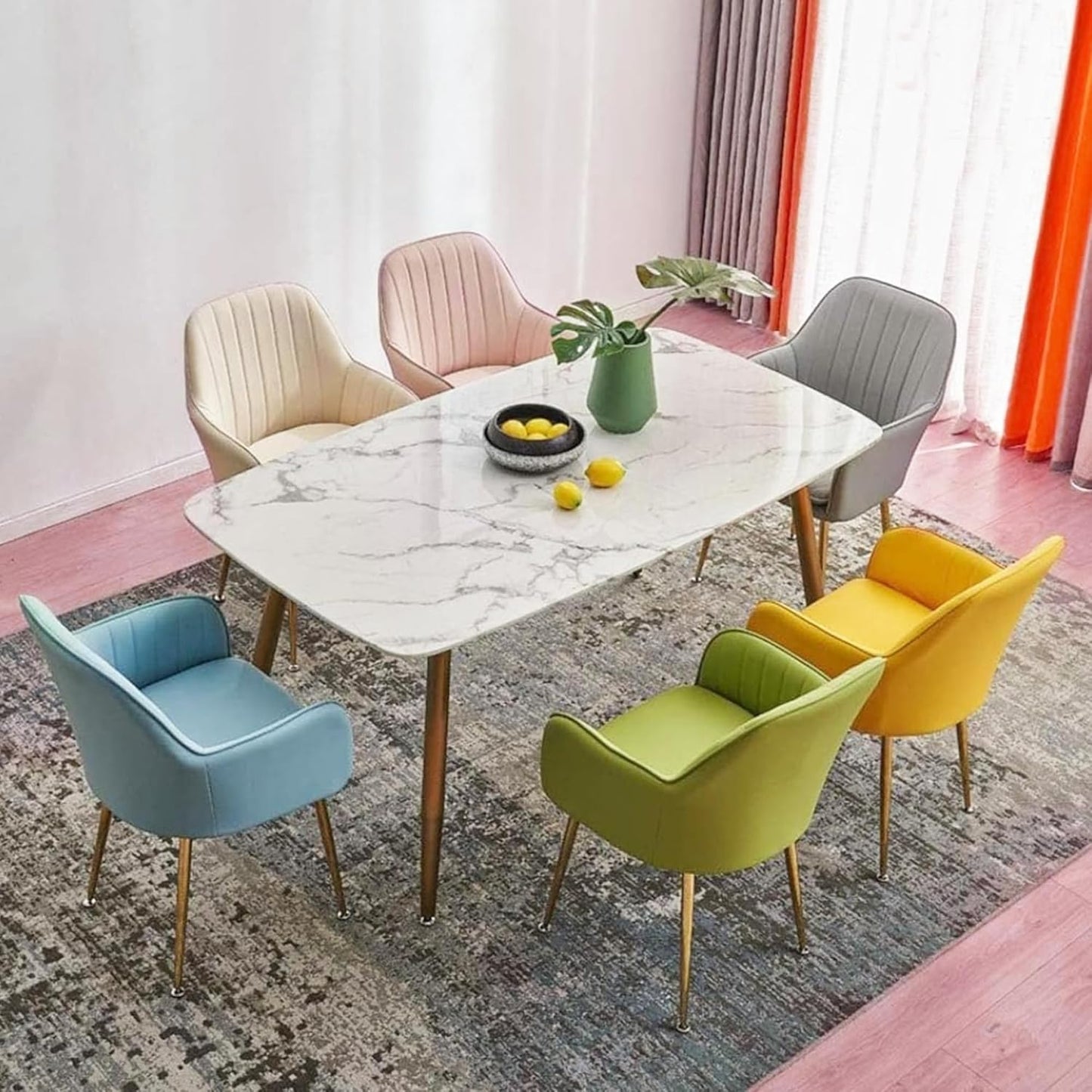 AFLECT Modern Grey Upholstered Chair with Gold Metal Legs