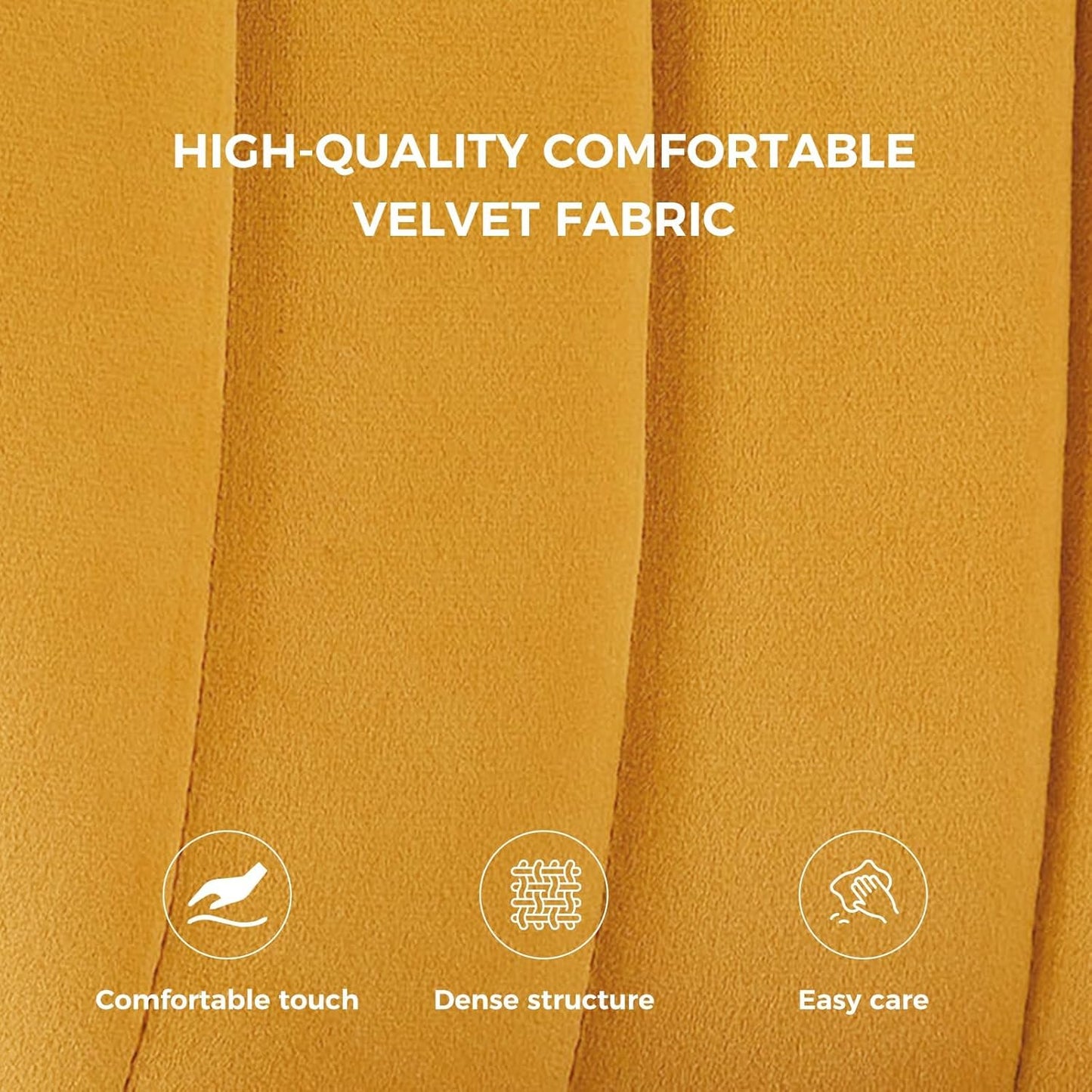 Mustard Yellow Velvet Channel Tufted Dining Chair with Gold Metal Legs