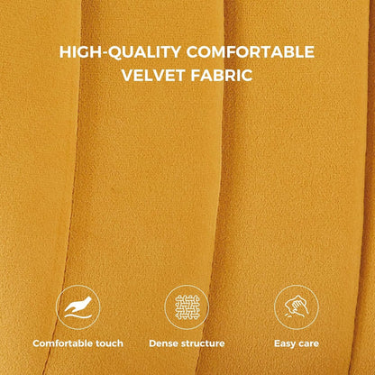 Mustard Yellow Velvet Channel Tufted Dining Chair with Gold Metal Legs